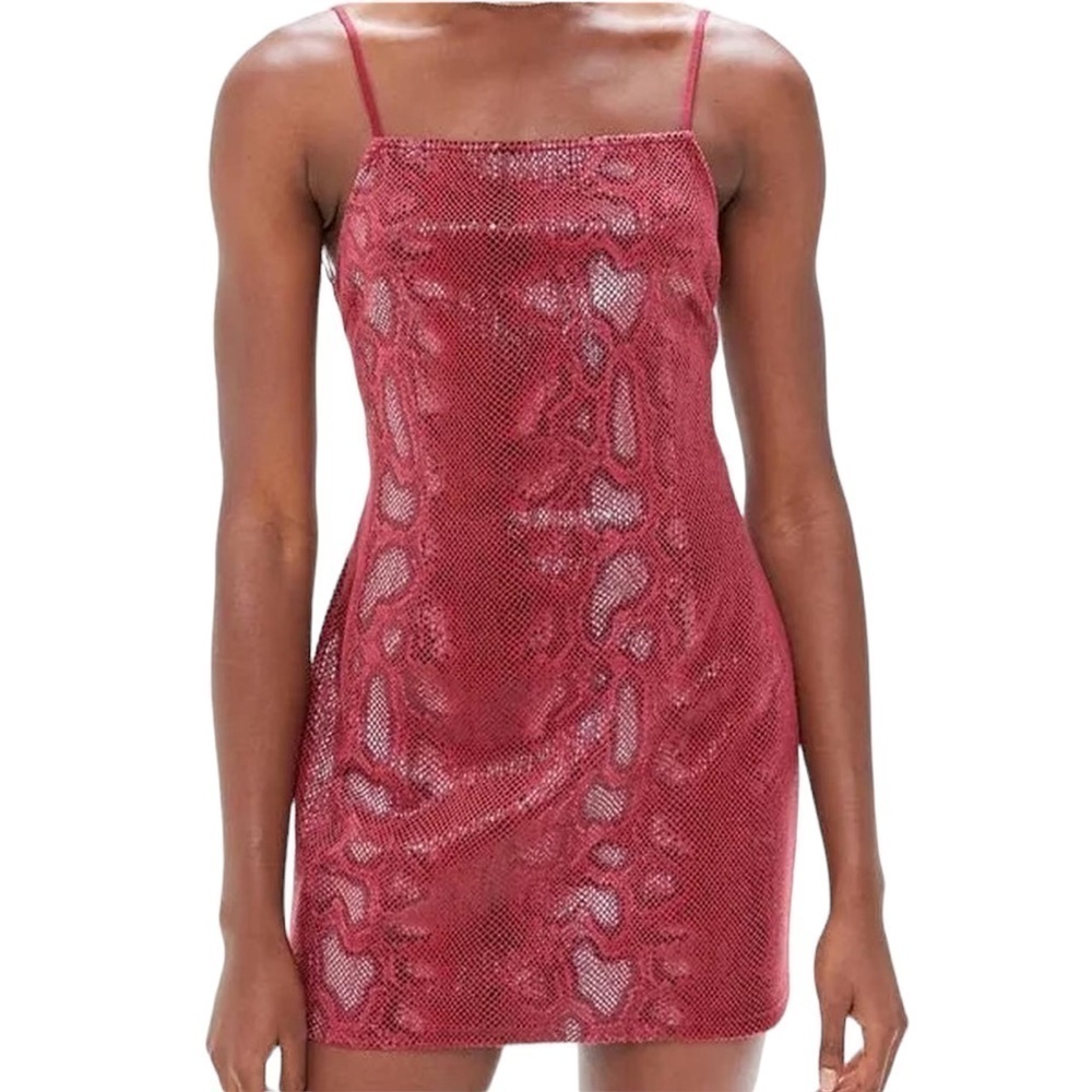Urban Outfitters Dress Mini‎ Animal Print XS Bodycon Red Square Neck